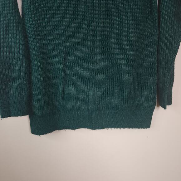 Market and Spruce Green Open Knit Crewneck Sweater Size S - Picture 3 of 10